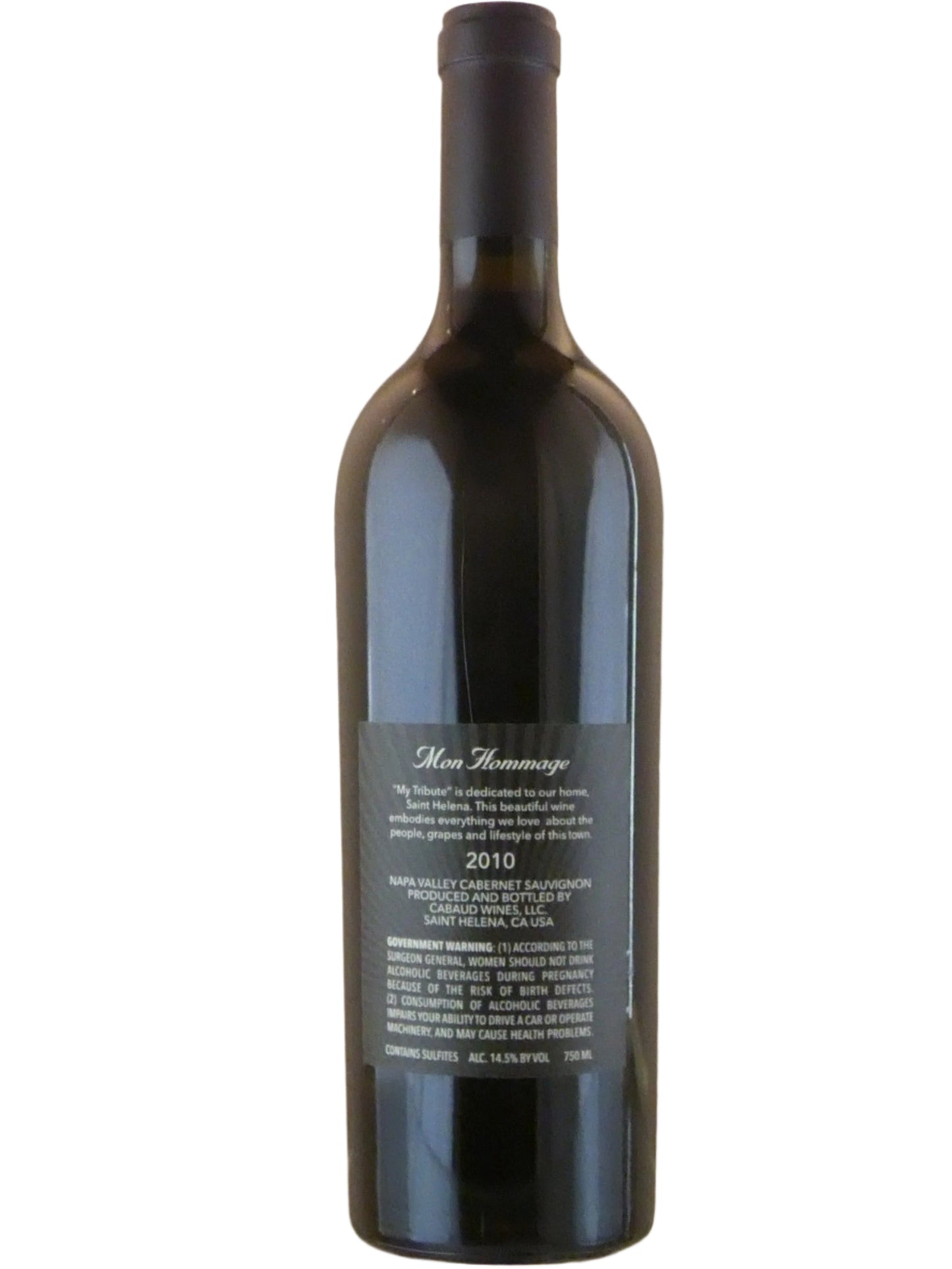 Cabaud Wines Mon Hommage Cabernet Sauvignon - 2010 (750ml)