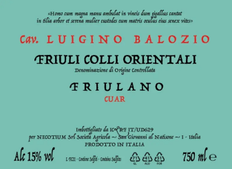 Luigino Balozio Sauvignon Blanc Cuar - 2023 (750ml)