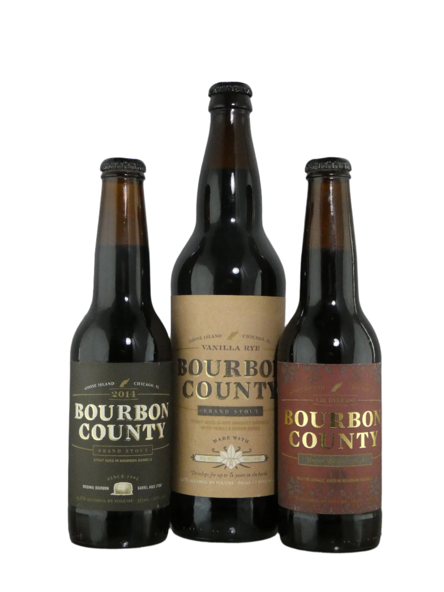 Goose Island Bourbon County '14 Bourbon County 355ml, 14'Barleywine 355ml and 14' Vanilla Rye 650ml