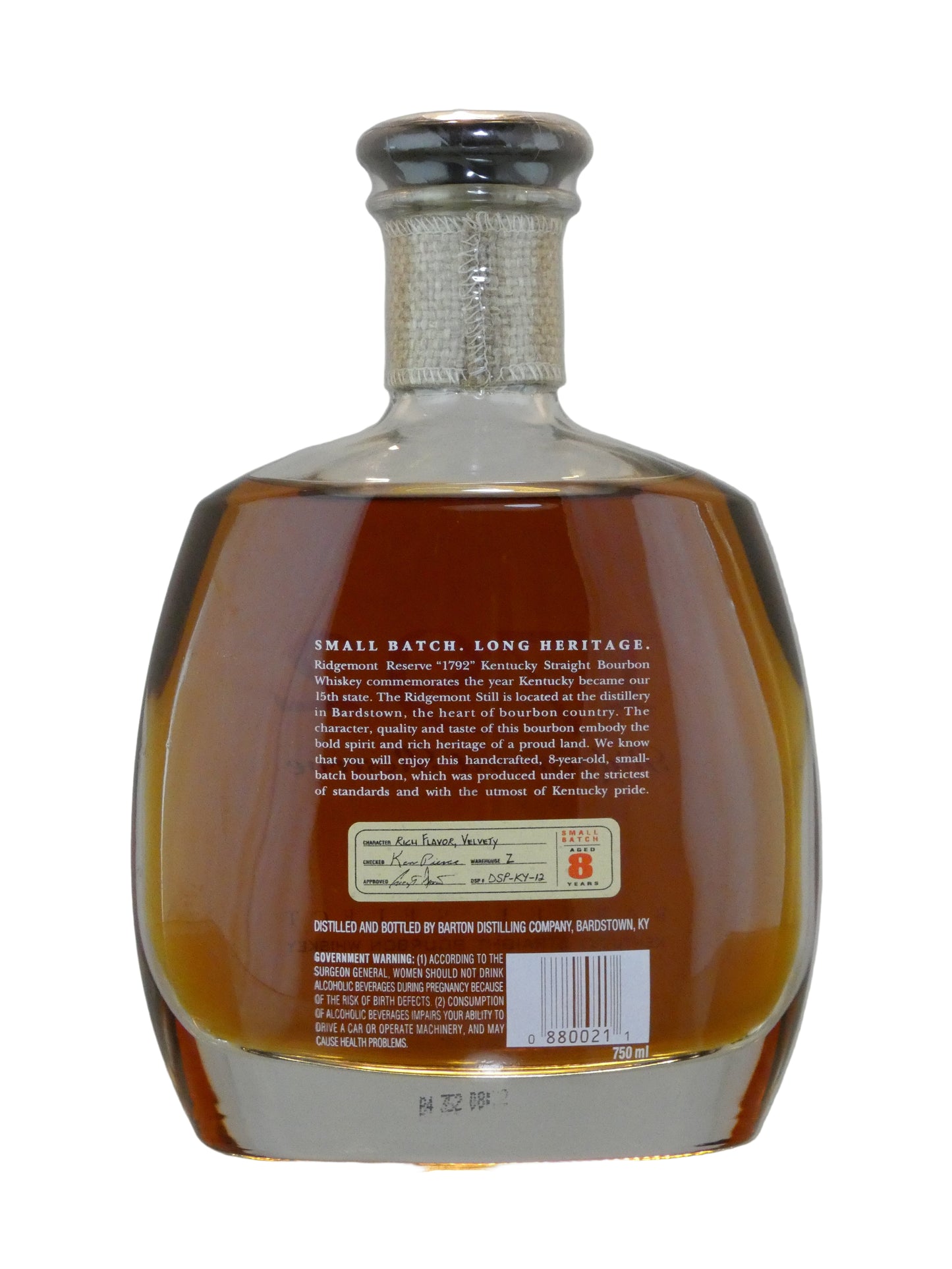 Ridgemont Reserve 1792 Barrel Select Kentucky Straight Bourbon Whiskey (8 Year)(750ml)