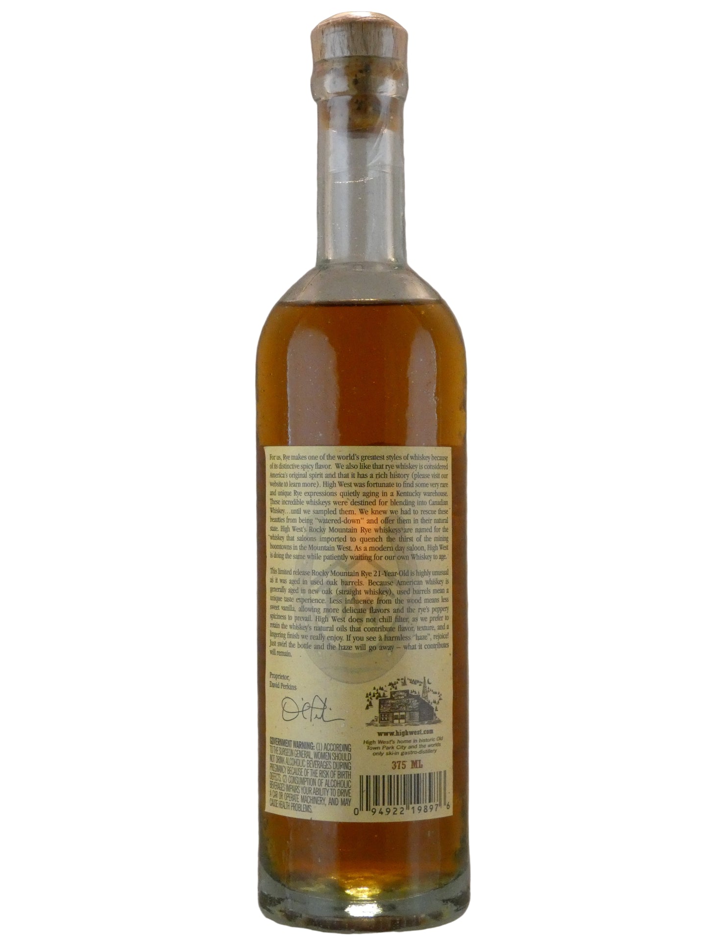 High West Distillery Very Rare 21 Year Old Rocky Mountain Rye Whiskey Batch 10 (375ml)