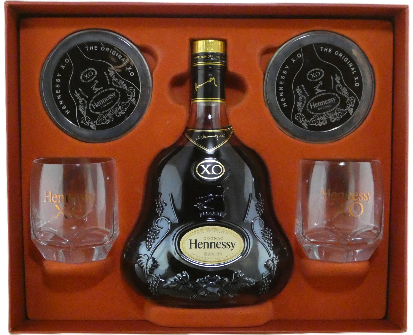 Hennessy XO Cognac Older Bottling with gift set Glasses, Coasters (750ml)