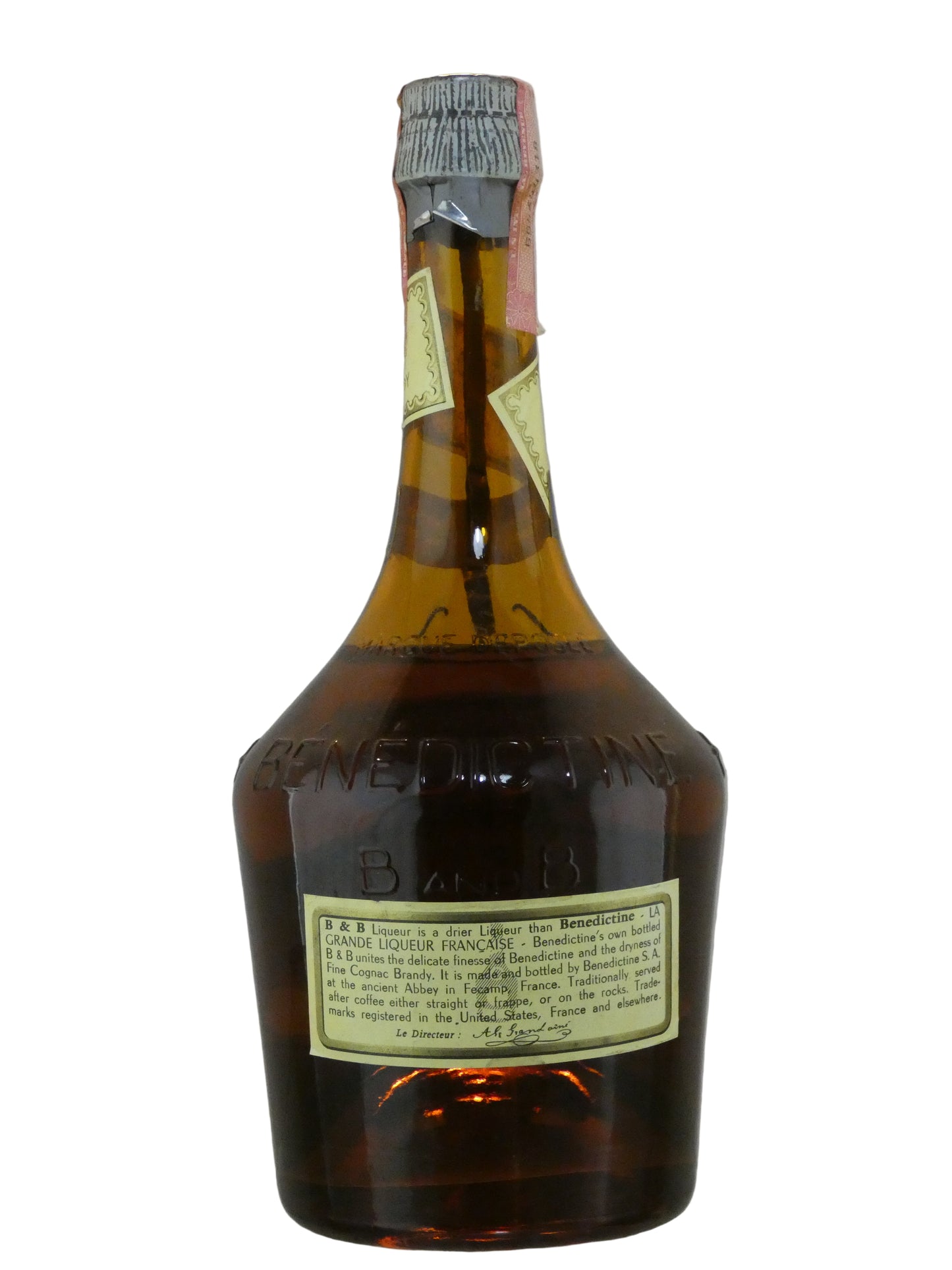 Benedictine and Brandy Liqueur DOM "Le Directeur" (NY Tax Seal) (23/32 Quart) (Julius Wile & sons) 1950s