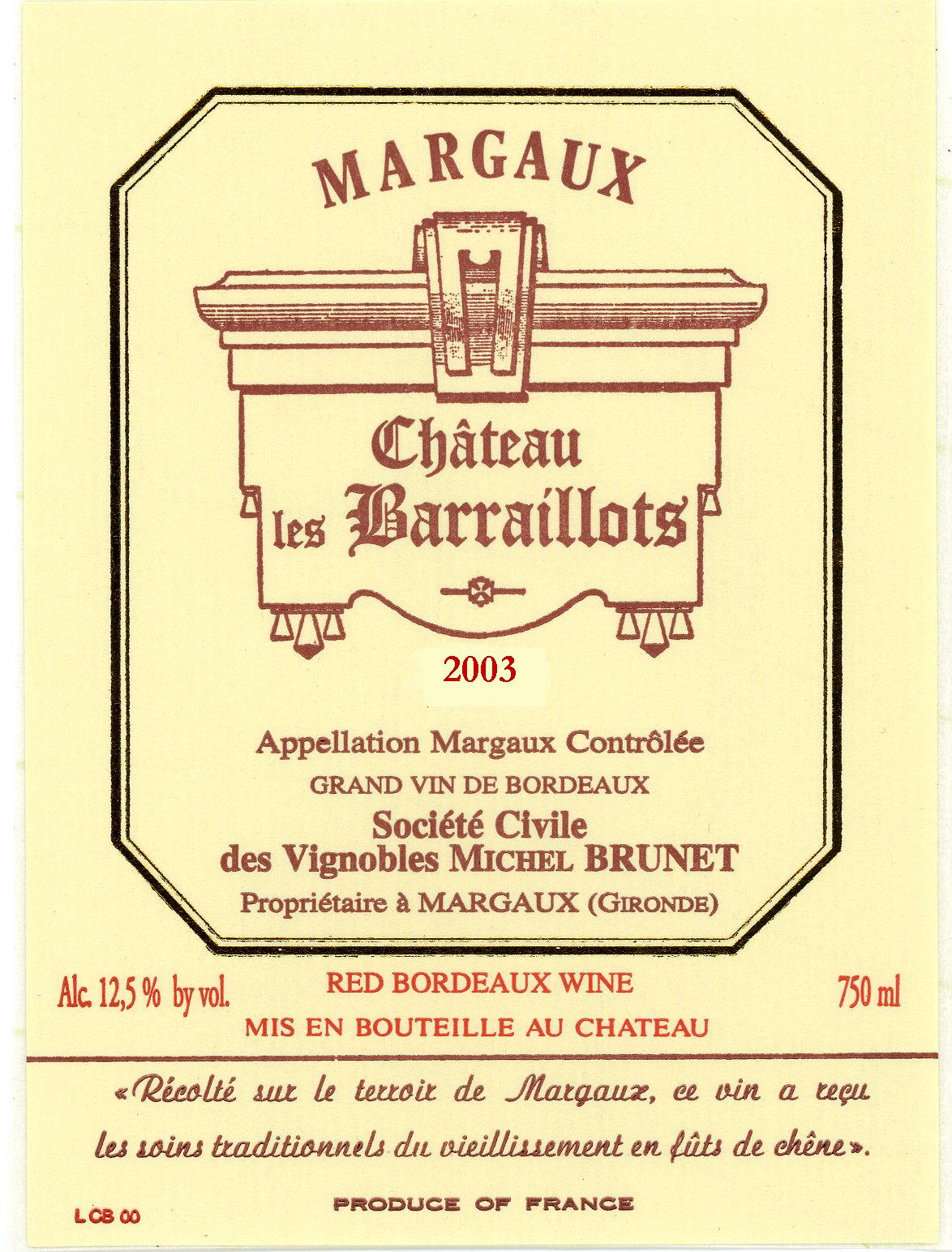 Ch Les Barraillots Margaux - 2020 (750ml)
