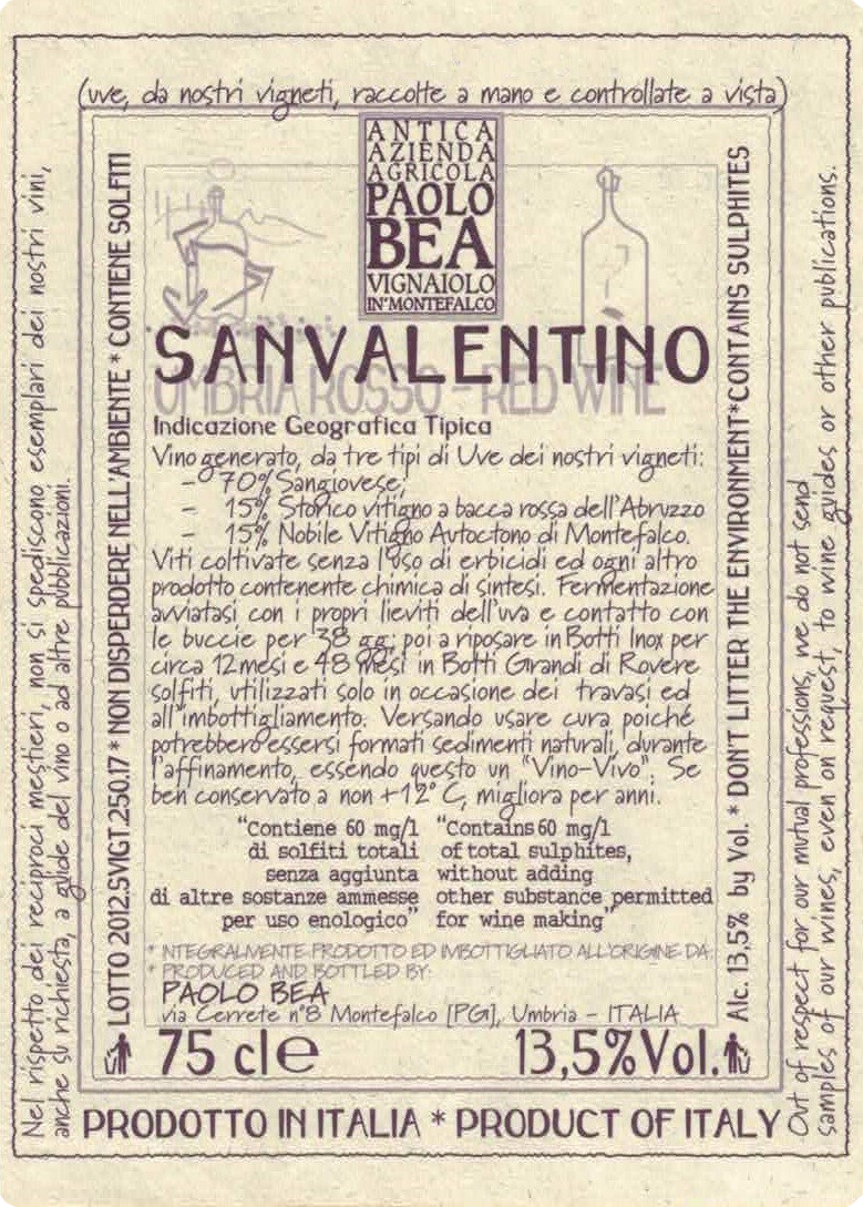 Paolo Bea Umbria Rosso Vigna San Valentino - 2019 (750ml)