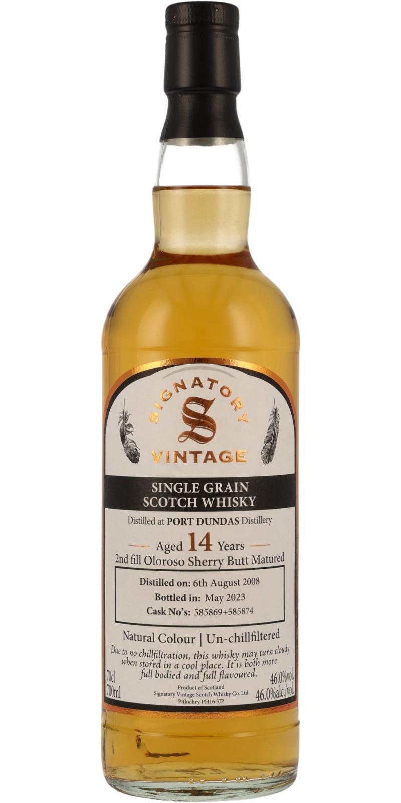 Signatory Cask Strength Port Dundas 2008 Refill Oloroso Sherry (700 ml)