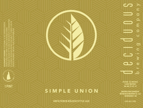 Deciduous Simple Union Kolsh(16oz Can 4pk)