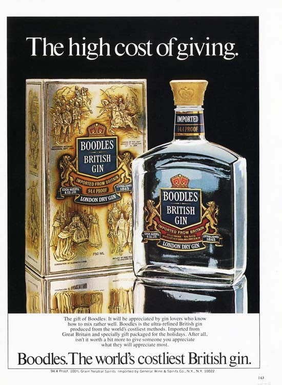 Boodles Gin Vintage 1970s In Box (1 Quart)