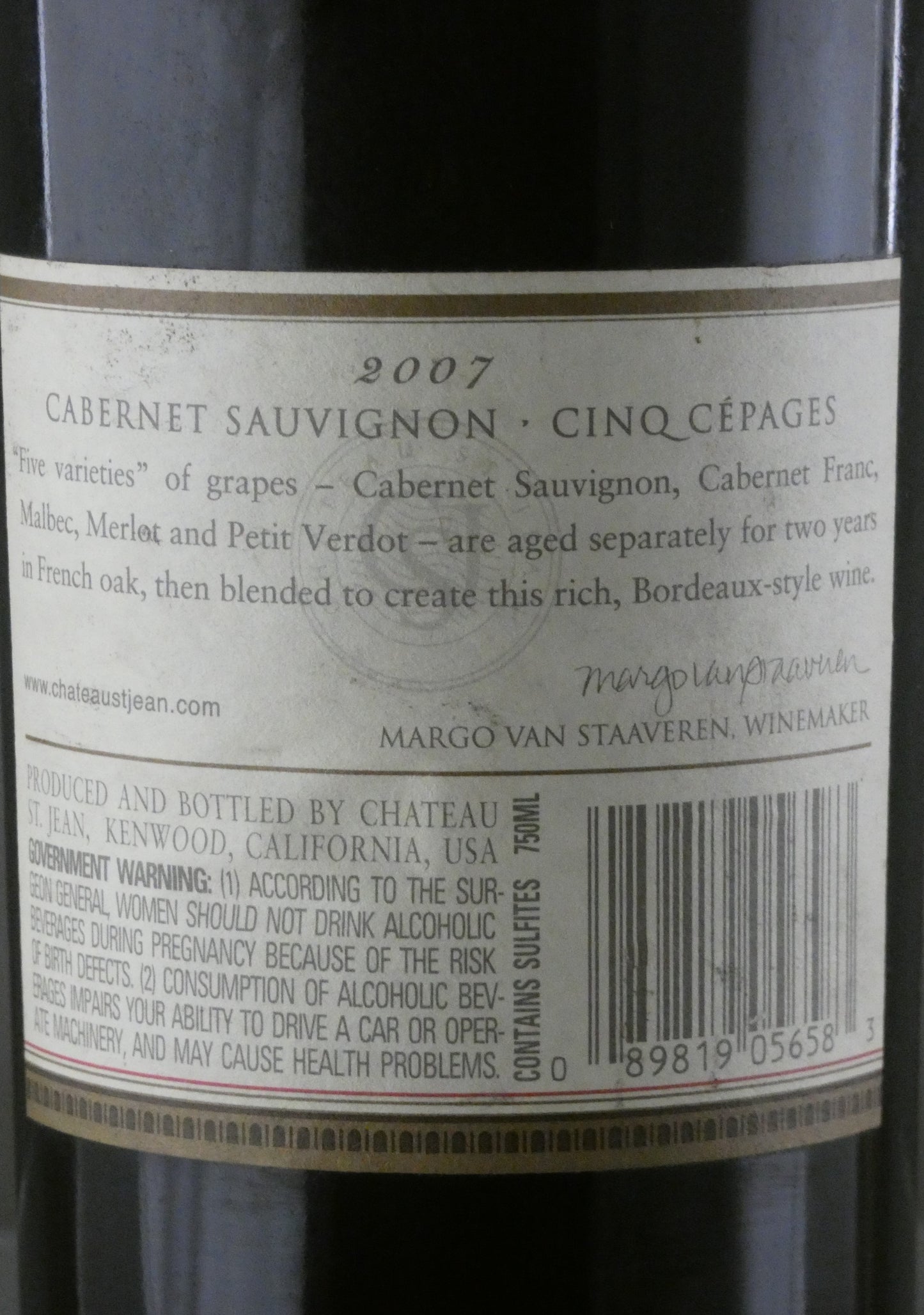 Chateau St. Jean Cinq Cepages Cabernet Sauvignon - 2007 (750ml)