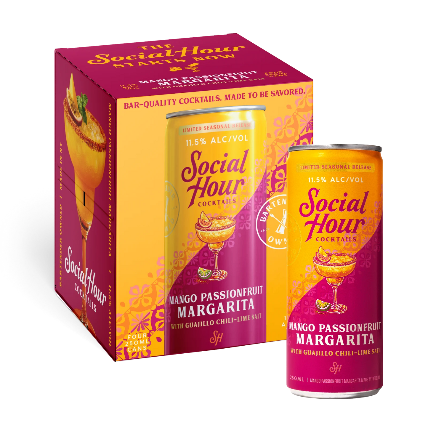 Social Hour Cocktails Mango Passionfruit Margarita 250ml (4-pack cans)