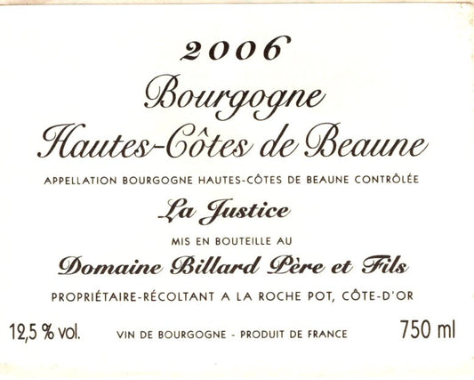 Domaine Billard Hautes Côtes de Beaune Blanc La Justice - 2021 (750ml)