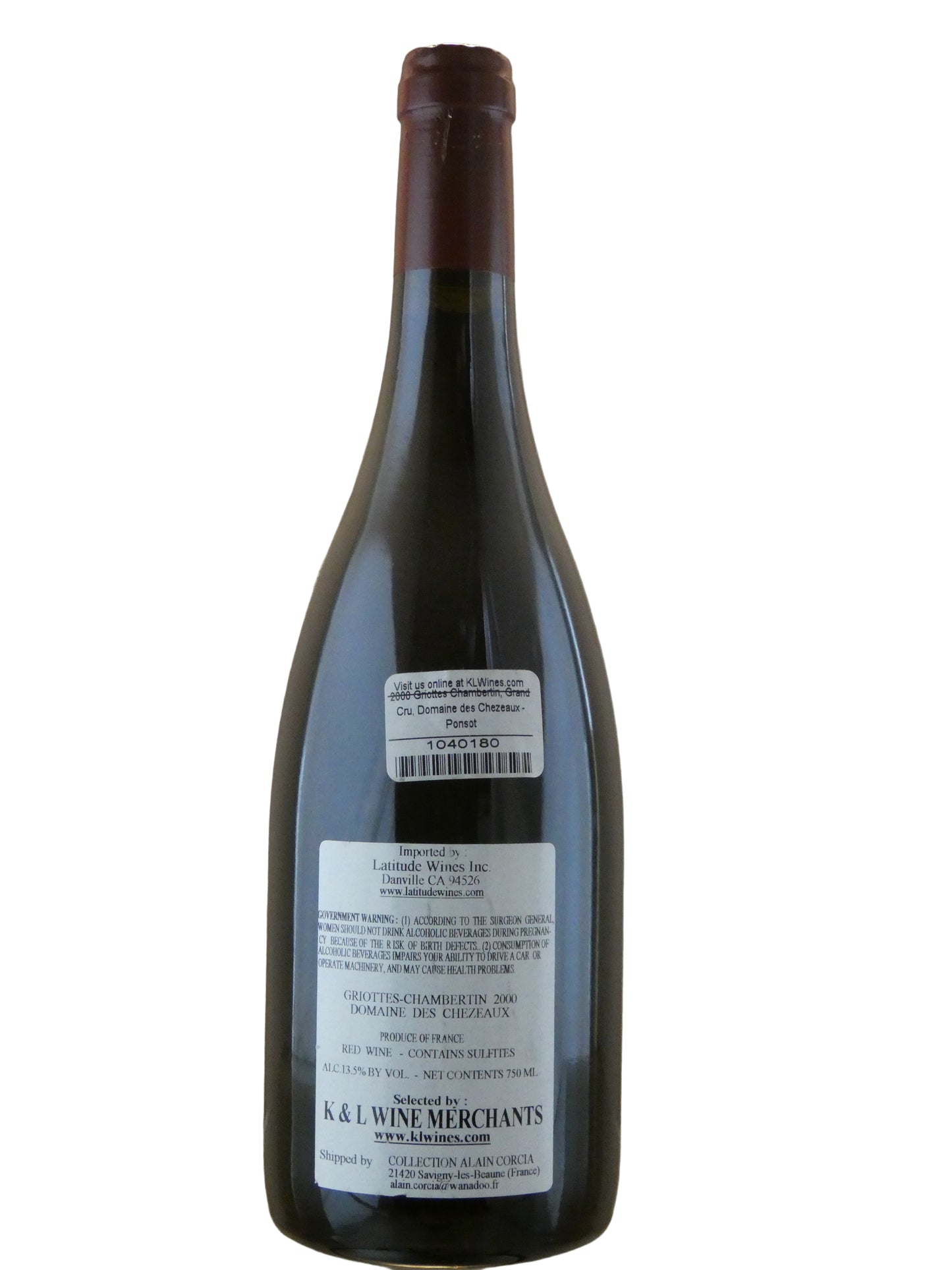 Domaine des Chezeaux Griotte-Chambertin Grand Cru  (Ponsot) - 2000 (750ml)