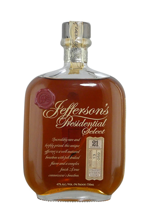 Jefferson's 21 Year Presidential Bourbon batch 16 (750ml) – Cellar.com