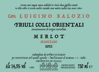 Luigino Balozio Merlot Manzan - 2022 (750ml)