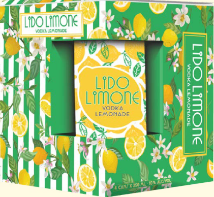 Lido Limone Sparkling Vodka Lemonade - NV (4 x 250ml Cans)