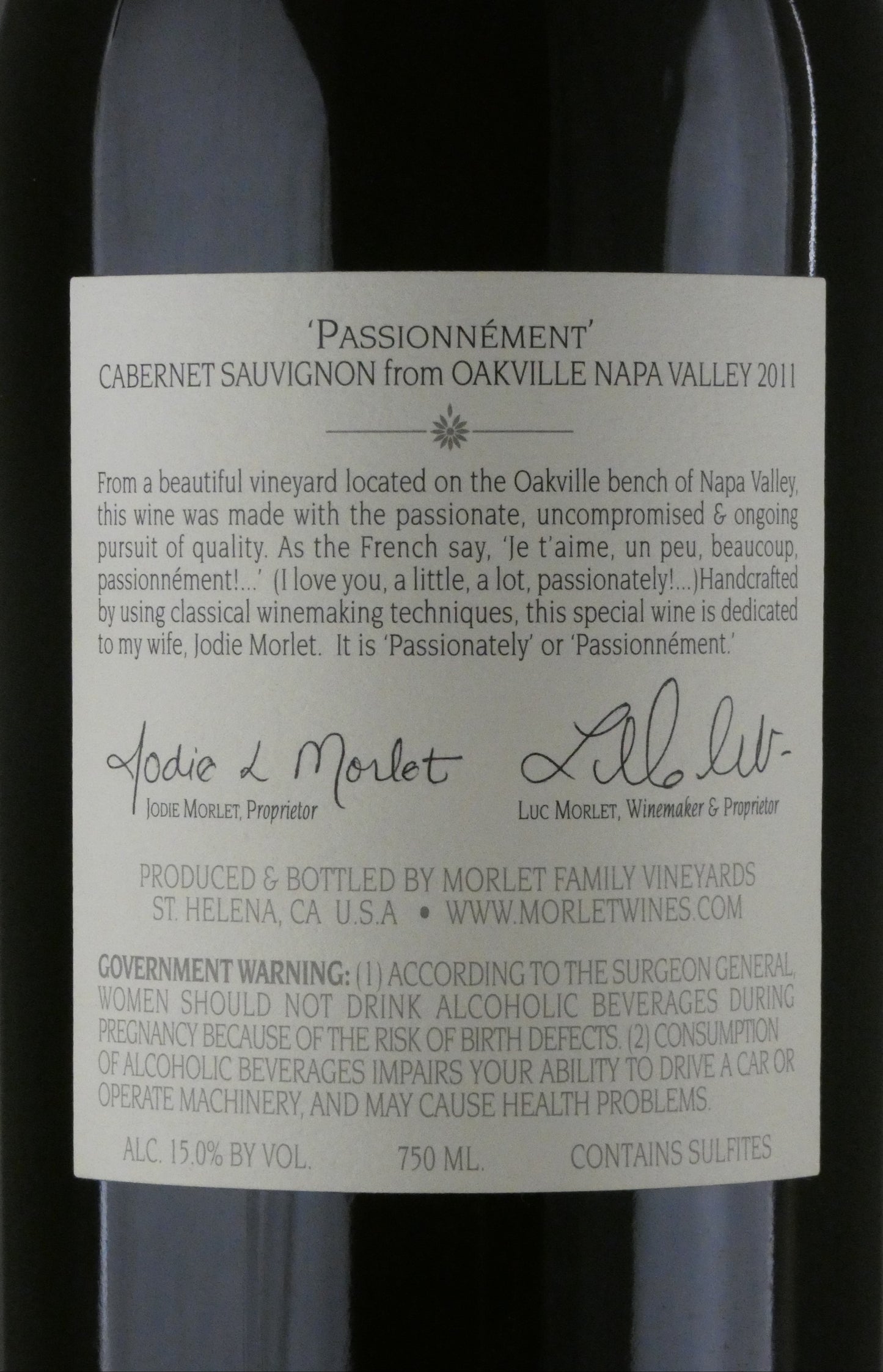 Morlet Family Vineyards Cabernet Sauvignon Passionnement - 2011 (750ml)