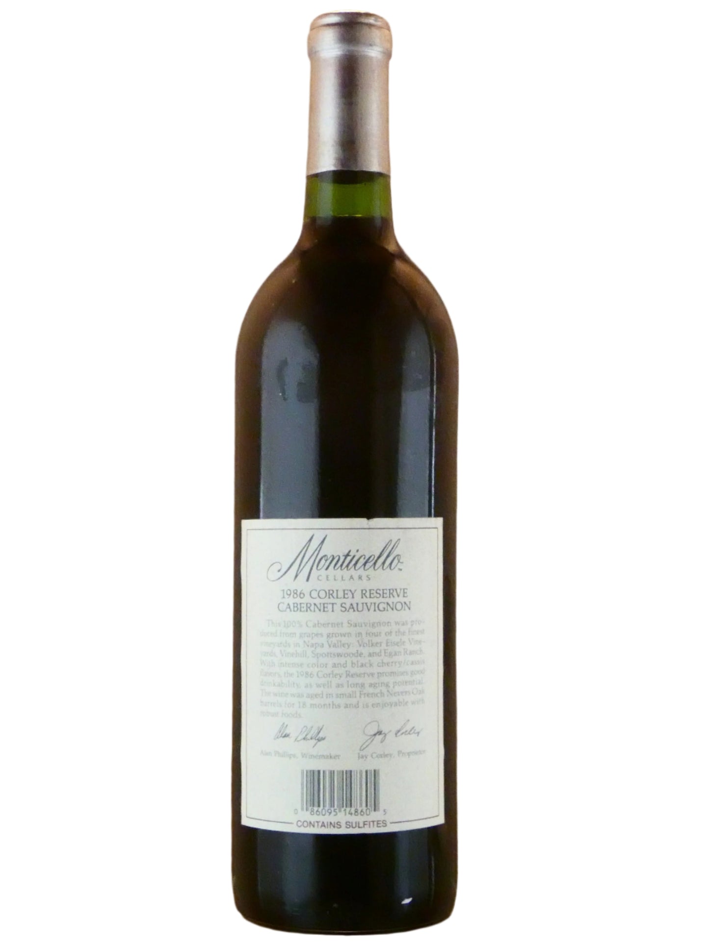 Monticello Cabernet Sauvignon Corley Reserve - 1986 (750ml)