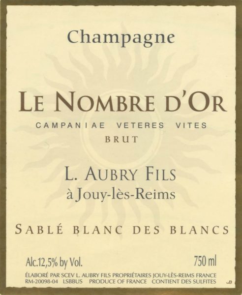 Aubry Fils Champagne Le Nombre d’Or Sable Blanc des Blancs - 2018 (750ml)