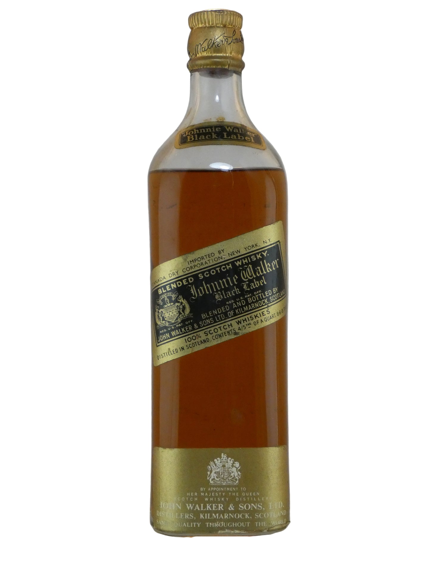 Johnnie Walker Black Label 12 Year Old Blended Scotch Whisky (1960's/70's) (4/5 Quart)