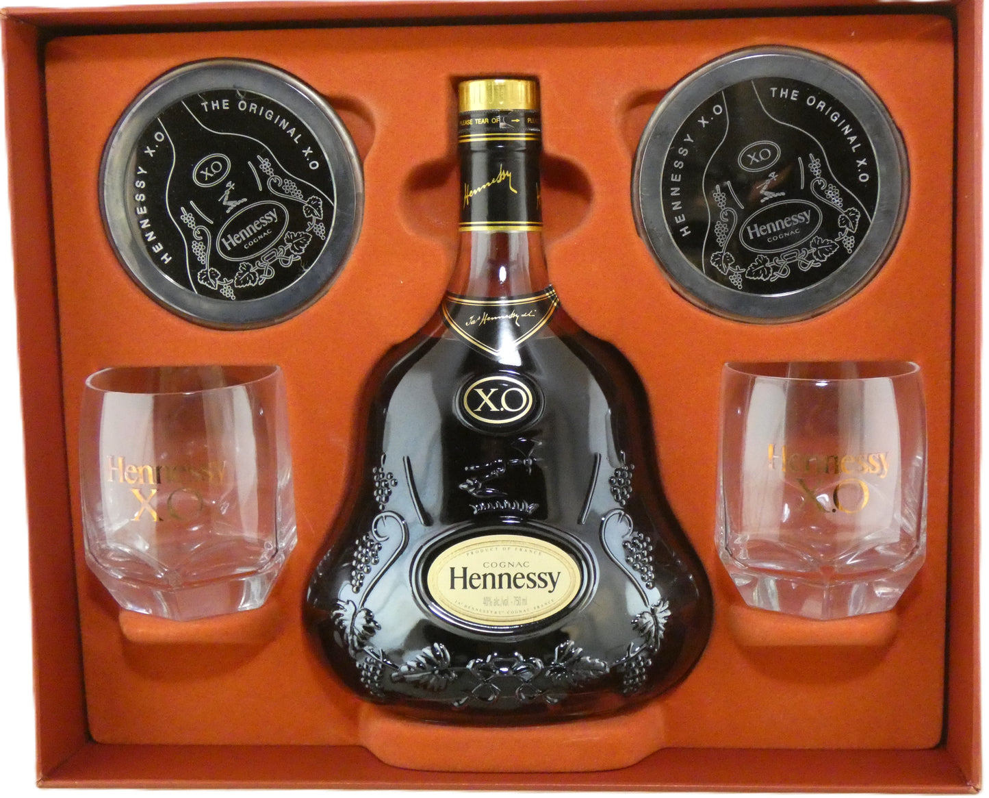 Hennessy XO Cognac Older Bottling with gift set Glasses, Coasters (750ml)