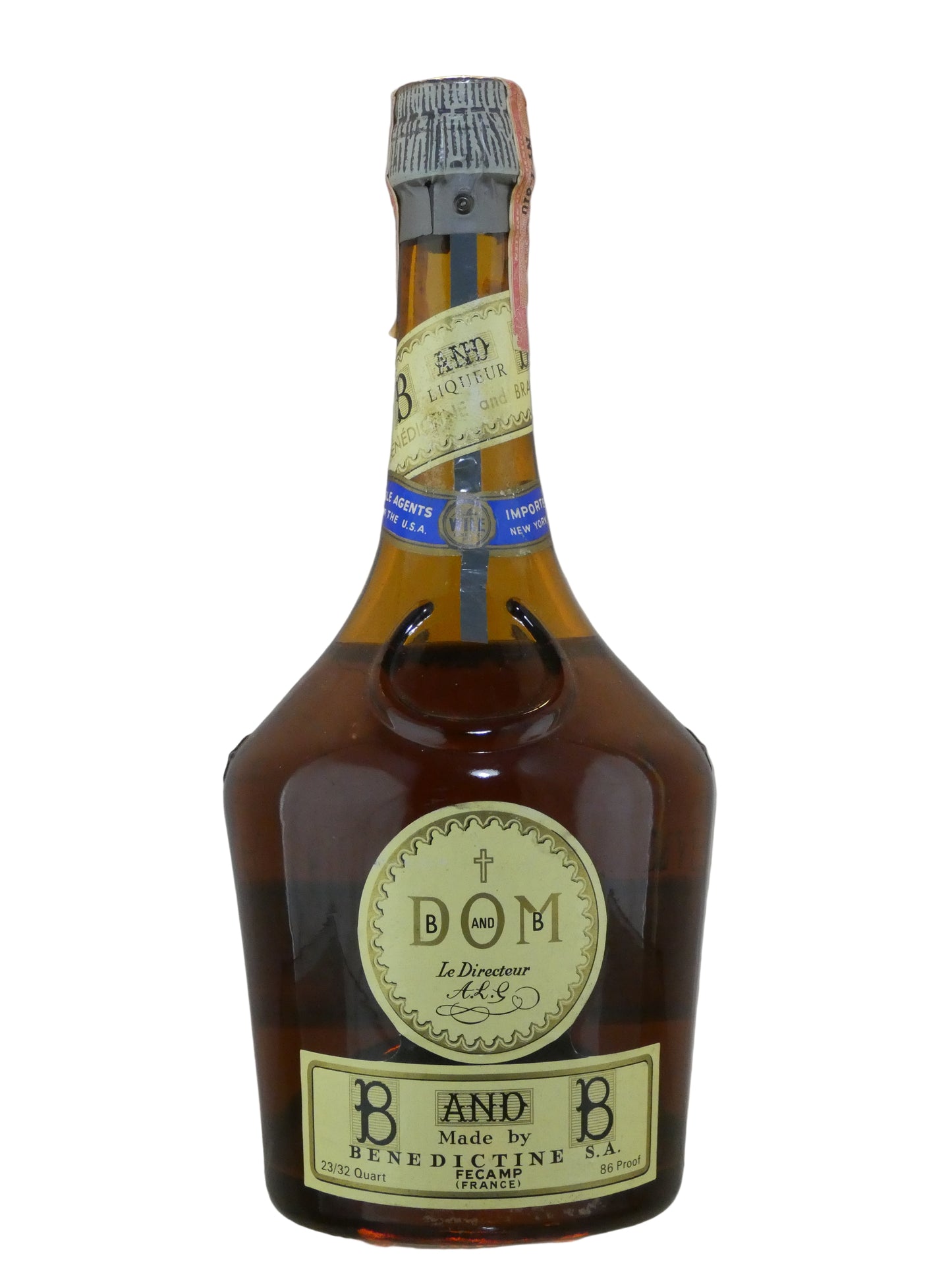 Benedictine and Brandy Liqueur DOM "Le Directeur" (NY Tax Seal) (23/32 Quart) (Julius Wile & sons) 1950s