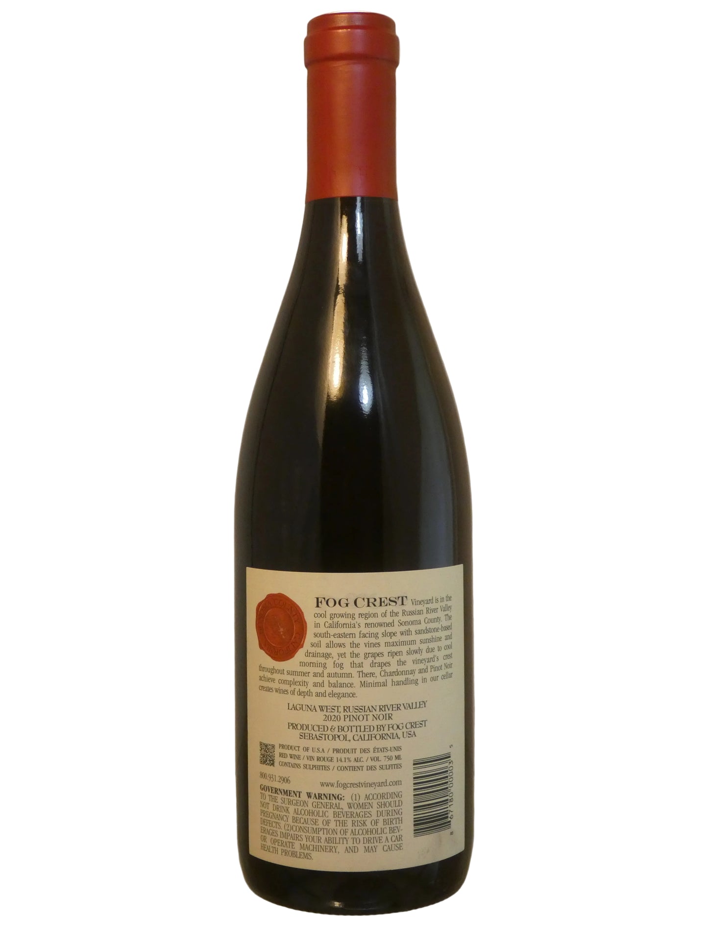 Fog Crest Vineyard Laguna West Pinot Noir - 2020 (750ml)
