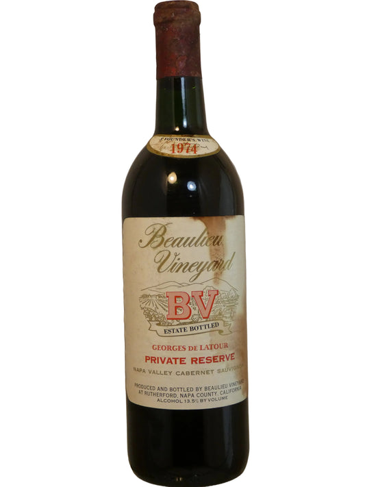 Beaulieu Vineyard BV Napa Valley Cabernet Sauvignon ( Neck fills, Stained Labels, Corrosion on the Foil)- 1974 (750ml)