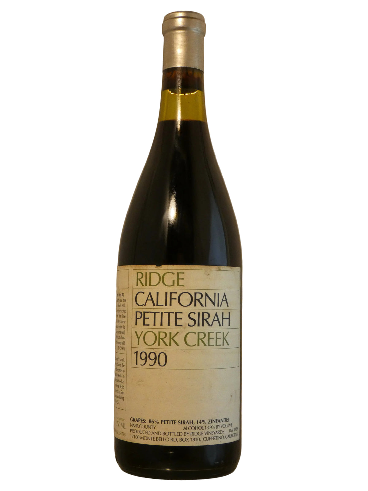 Ridge Vineyards York Creek Petite Sirah - 1990 (750ml)