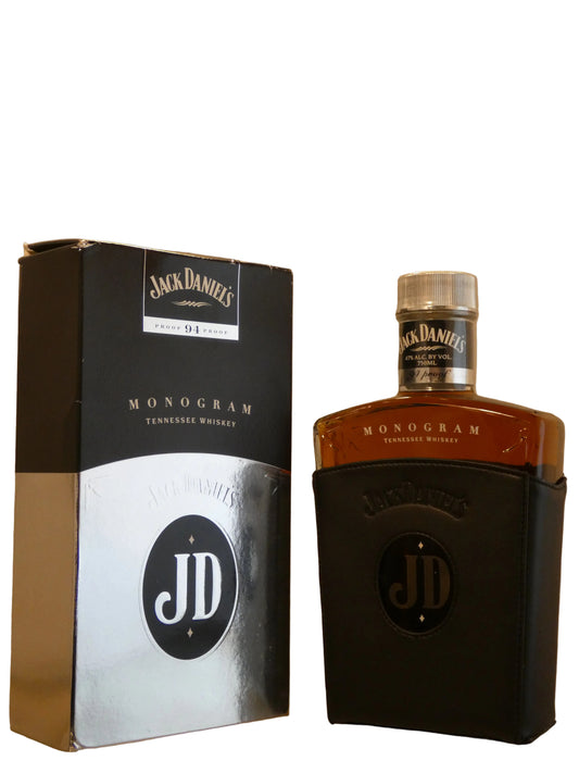 Jack Daniels Monogram with Box and Leather Sleeve - Silver Ribbed Cap - 2009 Release (750ml)