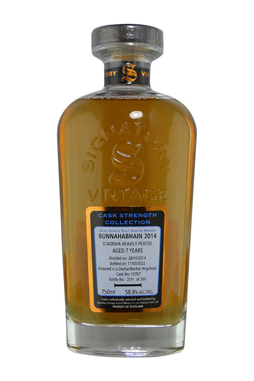 Signatory Cask Strength Bunnahabhain Staoisha (750ml) 2014 7-year