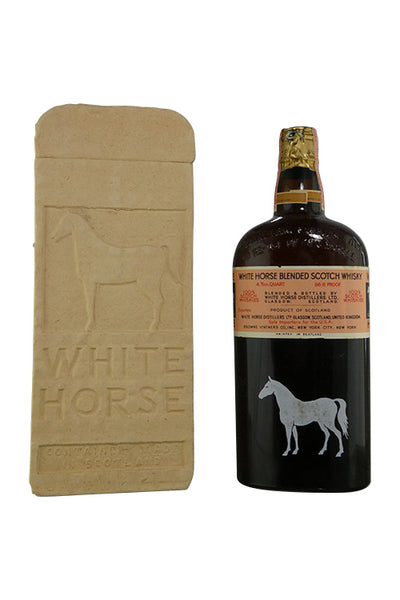 White Horse Flat Bottle Blended Scotch 1950's In Gift Box (750ml