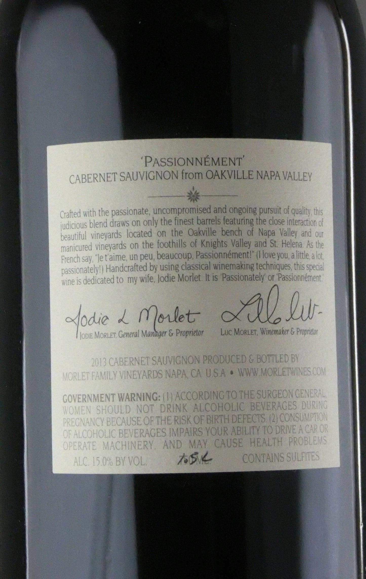 Morlet Family Vineyards Cabernet Sauvignon Passionnement - 2013 (1.5L)