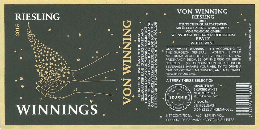 Von Winning Riesling Winnings - 2025 (750ml)