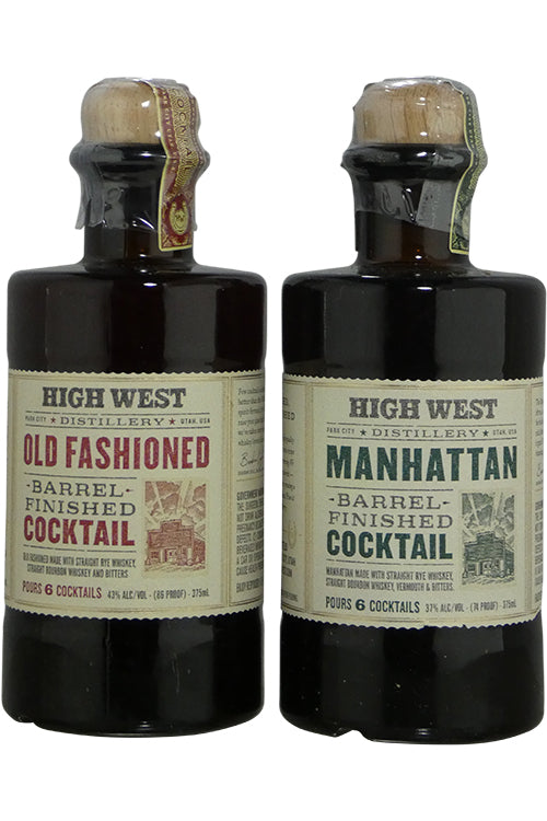 High West Barrel Finished Cocktail Combo with Manhattan and Old Fashioned 375ml bottles (2 Bottle Special)